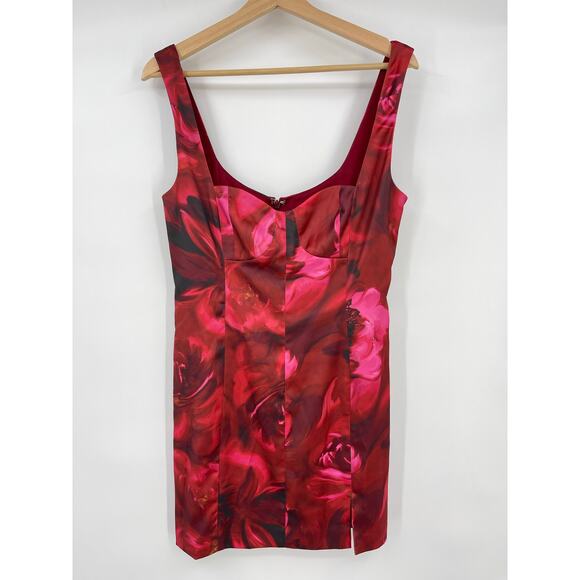 Lovers and Friends | NWT Carpenter Mini Dress in Rhoda Floral Multi Red Satin M - Picture 2 of 11